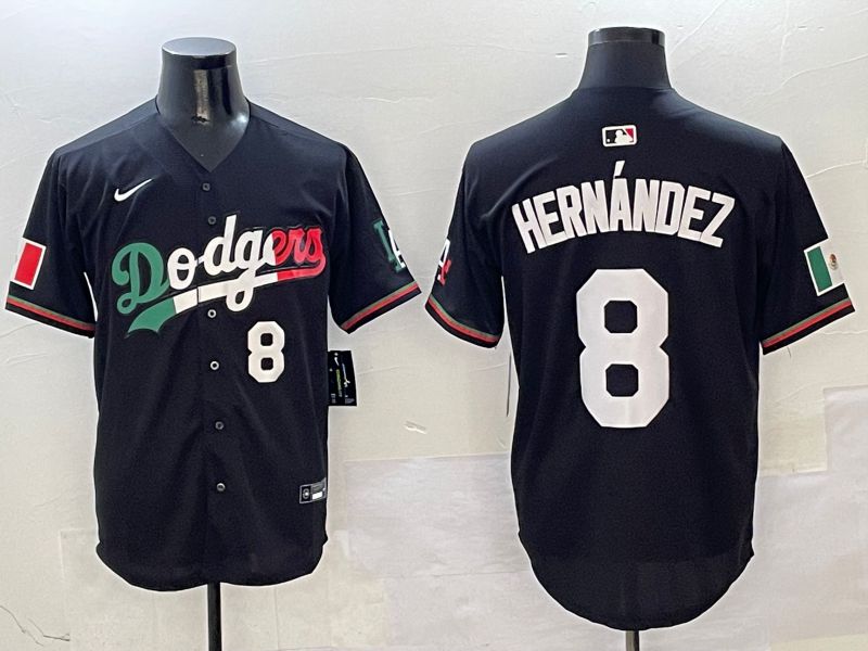 Men Los Angeles Dodgers #8 Hernandez Black Mexico Nike 2025 MLB Jersey style 3